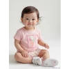 LCW baby Pembe Baskılı Kız Bebek Şortlu Takım
