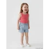 LCW baby Mavi Çiçekli Kız Bebek Jean Şort