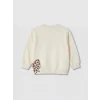 LCW baby Ekru Bisiklet Yaka Nakışlı Kız Bebek Sweatshirt
