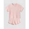 LCW baby Pembe Çiçekli Kız Bebek Şortlu Takım