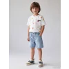 LCW Kids Beyaz Bisiklet Yaka Baskılı Erkek Çocuk Tişört