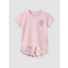 LCW baby Pembe Çiçekli Kız Bebek Şortlu Takım