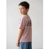 LCW Kids Pembe Bisiklet Yaka Baskılı Erkek Çocuk Tişört