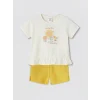 LCW baby Ekru Çiçek Nakışlı Kız Bebek Takım
