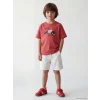 LCW Kids Pembe Bisiklet Yaka Baskılı Erkek Çocuk Tişört