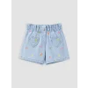 LCW Kids Mavi Beli Lastikli Nakışlı Kız Çocuk Jean Şort