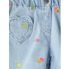 LCW Kids Mavi Beli Lastikli Nakışlı Kız Çocuk Jean Şort