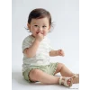 LCW baby Ekru Çiçek Baskılı ve Çizgili Kız Bebek Takım