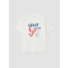 LCW Kids Beyaz Bisiklet Yaka Baskılı Erkek Çocuk Tişört