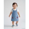LCW baby Mavi Fiyonklu Kız Bebek Jean Salopet Elbise