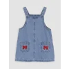 LCW baby Mavi Fiyonklu Kız Bebek Jean Salopet Elbise