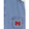 LCW baby Mavi Fiyonklu Kız Bebek Jean Salopet Elbise