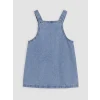 LCW baby Mavi Fiyonklu Kız Bebek Jean Salopet Elbise