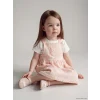 LCW baby Pembe Çiçek Desenli Kız Bebek Gabardin Elbise