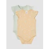 LCW baby Sarı Fırfırlı Kız Bebek Çıtçıtlı Body 2li