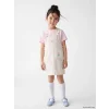 LCW Kids Ekru Nakışlı Kız Çocuk Jean Salopet Elbise