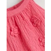 LCW Kids Pembe Çiçek Nakışlı Kız Çocuk Krinkle Elbise