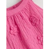 LCW Kids Pembe Çiçek Nakışlı Kız Çocuk Krinkle Elbise
