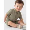 LCW baby Yeşil Çizgili Erkek Bebek Şortlu Takım