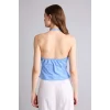 Defacto H9073AXBE60 Mavi %100 Pamuk Fıtted Halter Yaka Kolsuz Mavi Bluz
