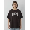 Mavi 1600843-70240 Mavi Logo Baskılı Kahverengi Tişört