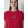 Mavi 1613412-88631 Mavi Logo Baskılı Kırmızı Tişört