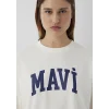 Mavi 1600843-82127 Mavi Logo Baskılı Ekru Tişört