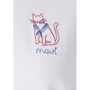 Mavi 1614295-620 Mavi Kedi Nakışlı Beyaz Tişört