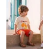 LCW baby Ekru Baskılı Erkek Bebek Şortlu Takım