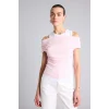 Defacto G9546AXPN186 Pembe %100 Pamuk Slim Fit Çift Katmanlı Ribana Tişört