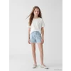 LCW Kids İndigo Kalp Nakışlı Kız Çocuk Jean Şort