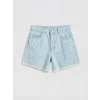 LCW Kids İndigo Kalp Nakışlı Kız Çocuk Jean Şort