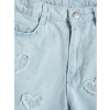 LCW Kids İndigo Kalp Nakışlı Kız Çocuk Jean Şort