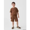 LCW Kids Kahverengi Dinozor Baskılı Erkek Çocuk Tişört ve Şort Takım