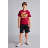 Defacto H7340A8RD119 Kırmızı %100 Pamuk Galatasaray Kısa Kollu Pijama Üstü Şort Pijama Alt 2li Pijama Takımı Erkek Çocuk