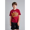 Defacto H7340A8RD119 Kırmızı %100 Pamuk Galatasaray Kısa Kollu Pijama Üstü Şort Pijama Alt 2li Pijama Takımı Erkek Çocuk