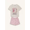 Defacto H8098A8ER105 Ekru Kpop - Demon Hunters Lisanslı Regular Fıt Elastik Bel 2li Ecru Pijama Takımı Kız Çocuk