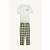 Defacto H8717AXWT34 Beyaz %100 Pamuk New Regular Fıt Kısa Kollu 2li Pijama Takımı