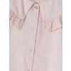 LCW Kids Pembe Fırfır Detaylı Bebe Yaka Kız Çocuk Gömlek