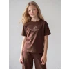 LCW Kids Kahverengi Baskılı Kız Çocuk Soft Touch Takım
