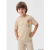 LCW baby Bej Bisiklet Yaka Baskılı Erkek Çocuk Tişört