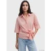 LCW Vision Pembe Beli Bağlamalı Çizgili Kadın Gömlek