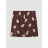 LCW Young Kahverengi Baskılı %100 Pamuklu Kadın Şortlu Pijama Takımı