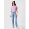 LCW EVERYDAY Lila Nakışlı Soft Touch Kadın Tişört