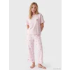 LCW Young Pembe Kiraz Baskılı Kadın Pijama Takım