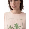 LCW DREAM Ekru Bisiklet Yaka Baskılı Kadın Pijama Takımı