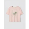 LCW DREAM Ekru Bisiklet Yaka Baskılı Kadın Pijama Takımı
