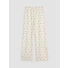 LCW DREAM Ekru Bisiklet Yaka Baskılı Kadın Pijama Takımı