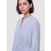 LCW Modest Mavi Pileli Kuşaklı Oversize Kadın Gömlek Tunik