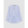 LCW Modest Mavi Pileli Kuşaklı Oversize Kadın Gömlek Tunik